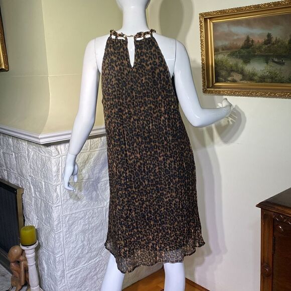 NWT Joie Leopard Print Halter Top Sheath Lightly Pleated Cocktail Dress - Picture 6 of 14